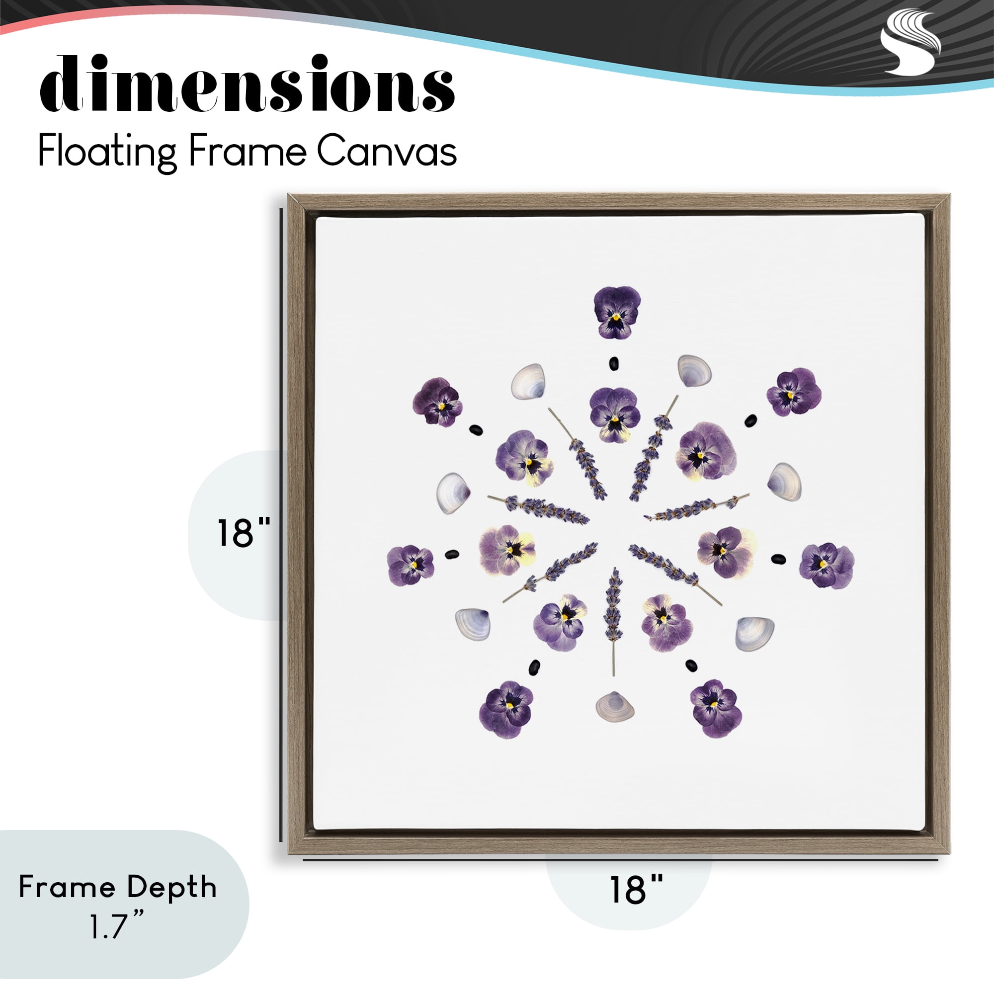 Stupell Industries Pansies & Lavender Symmetry Brown Framed Floater Canvas Wall Art, design by Beth Adoette