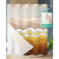 thumbnail image 3 of No Hook Shower Curtains, Burnt Orange Ombre Stripe Standard Shower Curtains with Snap in Liner, Abstract Summer Beach Coastal Waterproof Washable Fabric Bathroom Shower Curtain Sets, 66" x 72", 3 of 7