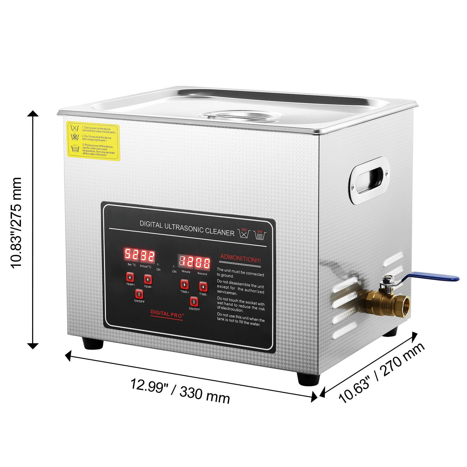 VEVOR 10L Ultrasonic Cleaning Machine 304 Industrial Grade Jewelry Cleaner with 351W Timer Heating Digital Sonic Large Cleaner for Watch Ring Coin Glass Instruments FCC CE RoHS Certified
