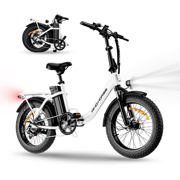 Foldable Electric Bike for Adults, 983W Peak Motor 20mph 40-70mile Range, 48V Removable Battery, 20" Step Thru Fat Tire All-Terrain Ebike with 7-Speed
