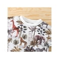 thumbnail image 4 of Liacowi 0-24M Baby Boy Girl Cotton Linen Romper Long Sleeve Crew Neck Cartoon Dinosaur Animal Rainbow Print Playsuit Autumn Outfit, 4 of 8