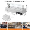 thumbnail image 7 of Accreate Commercial Buffet Warmer with 3 x 12QT Food Pans - 1500W Electric Steam Table, Tempered Glass Cover, Adjustable Temperature Control (86-185°F), Stainless Steel Design, 7 of 7