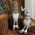 thumbnail image 3 of Adornos de gnomo de muñeca navideña, decoración de elfo de pierna larga para decoración de regalo de Navidad para el hogar (gris), 1 unidad, 3 of 5
