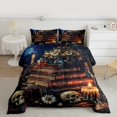 thumbnail image 3 of Manfei Kids Vintage Books Full Size Comforter Sets, Gothic Skeleton Skull Bedding Comforter Set, Western Mid Century Reversible Bedding Sets, Microfiber Bedroom Decor, 3-Piece, 3 of 9