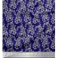thumbnail image 1 of Soimoi Poly Georgette Fabric Leaves & Floral Block Print Fabric by The Yard 52 Inch Wide, 1 of 3