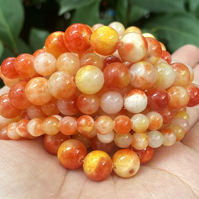 Perles Rondes Persiennes Persiennes Roses et Blanches en Pierre Naturelle 6/8/10/12mm pour Fabrication de Bijoux, Bracelets DIY, Accessoires 15 Pieds'