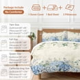 thumbnail image 6 of Queen 4 Piece Bedding Set Green Eucalyptus Leaves Blue Hydrangea Flower Soft Breathable Duvet Cover and Pillowcase,Retro Letter Duvet Cover Set Washable Bed Sheets for Bedroom Dormitory Guest Room, 6 of 9
