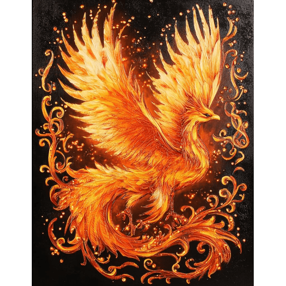 5D Fire Phoenix Diamond Art 12x16 Inch Full Drill Diamond Painting Kits for Adults & Beginners - DIY Art Crafts for Relaxation and Home Wall Decor 1