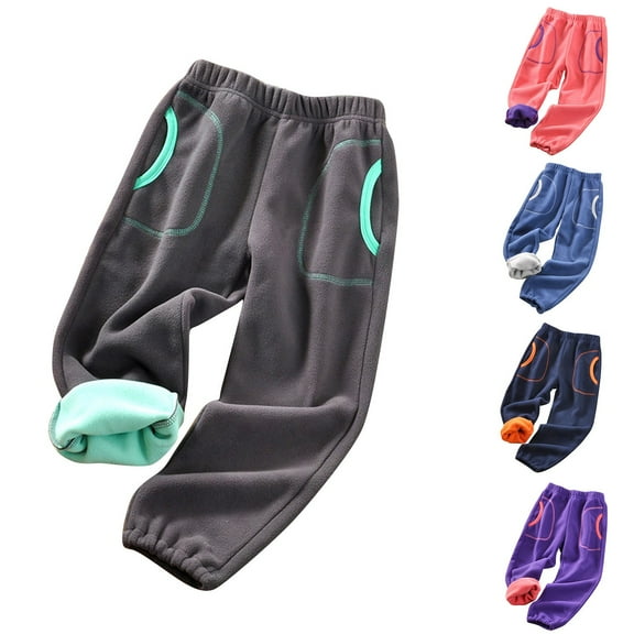 Miluxas Toddler Boys Polar Fleece Jogger Sweatpants ,Baby Winter Warm Pocket Lounging Bottoms