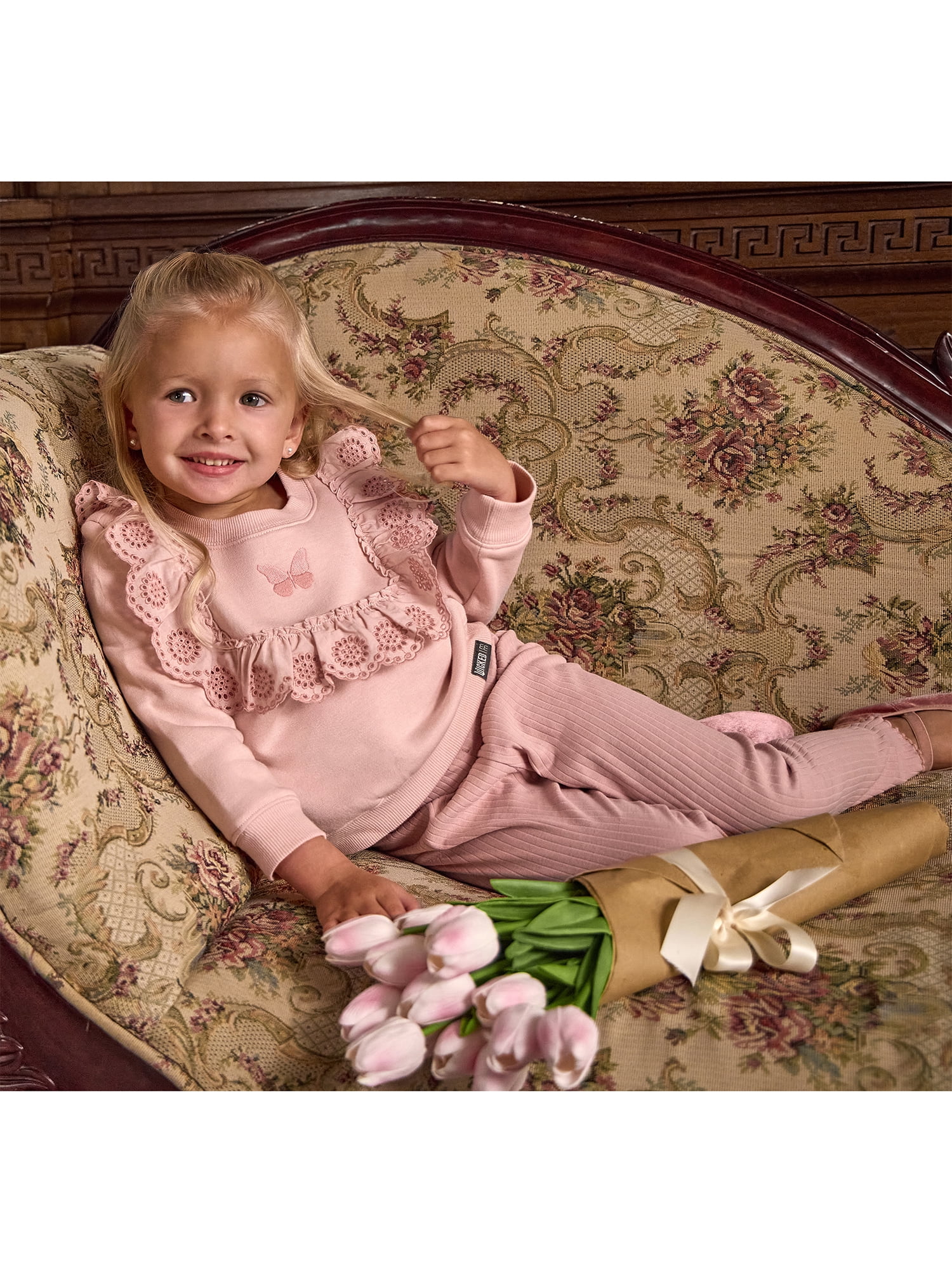 Modern Moments Toddler Girl Glinda Wicked Eyelet Ruffle Sweatshirt, Sizes 12 Months - 5T