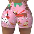 thumbnail image 2 of Balery Different Dogs Christmas Pantalones cortos de entrenamiento estampados para mujer, sin costuras, ajustados, para gimnasio, yoga, correr, deportes, ejercicio activo, fitness.-XX-Large, 2 of 8
