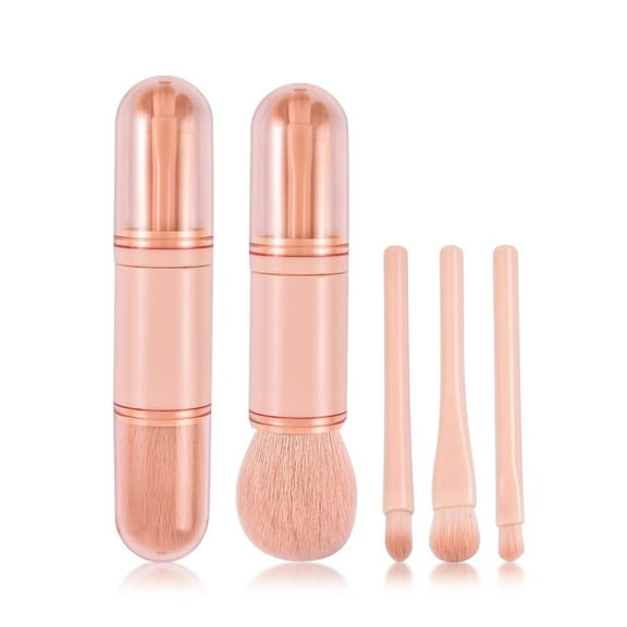 Four-in-One Makeup Brush Set Portable Retractable Multifunctional Mini Blush Eye Shadow Loose Powder Highlighter Brush Beauty Cosmetic Tool