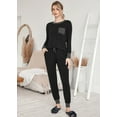 thumbnail image 3 of Ekouaer Pajamas Women's Long Sleeve Pj Set Soft 2 Piece Loungewear Sleepwear with Jogger Pants, 3 of 6