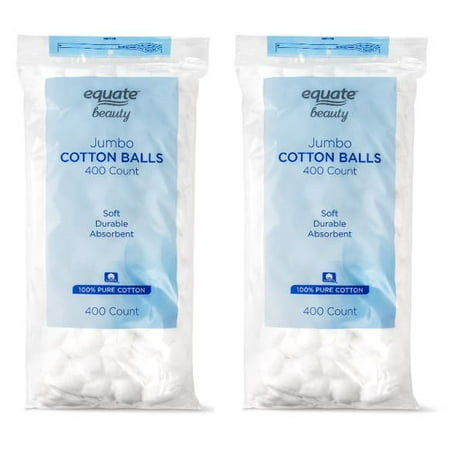 (2 Pack) Equate Beauty Jumbo Cotton Balls, 400 Ct (Best Makeup Items 2019)