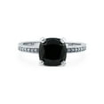 thumbnail image 2 of BERRICLE Sterling Silver Solitaire 3 Carat Black Cushion Cut Cubic Zirconia CZ Fashion Ring for Women, Rhodium Plated Size 8, 2 of 7