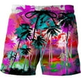 thumbnail image 3 of Fashion Coconut Palm Tree Graphic Beach Shorts For Men 3D Print Art Pigment Scenery Board Shorts Summer Holiday Swimming Trunks, 3 of 5
