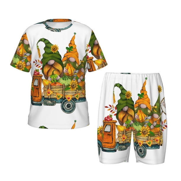 Balery Thanksgiving Truck Conjunto de Pijama Infantil de Manga Corta con Estampado – Ropa de Dormir de Algodón Suave-3X-Large