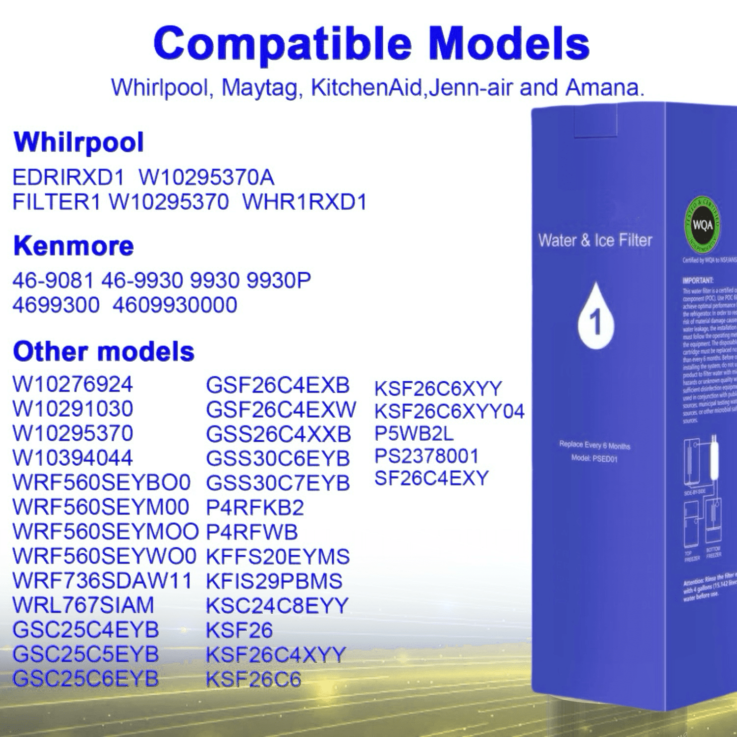 W10295370A Water Filter Replacement Compatible with EDR1RXD1 WHR1RXD1 P8RFWB2L P4RFWB 46-9081 46-9930, 3-Pack