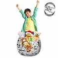 thumbnail image 3 of Sketch Storage Toy Bag Chair, Underwater Fishes Swimming Marine Life Animals Ocean Creatures Doodle Style, Stuffed Animal Organizer Washable Bag, Small Size, Black and White, by Ambesonne, 3 of 3
