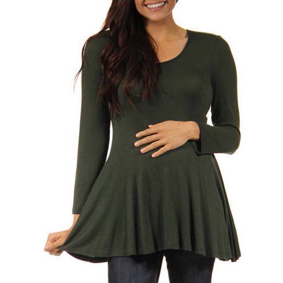 Women's Long-sleeve Scoop Neck Maternity Tunic Top