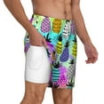 thumbnail image 3 of Picia Graffiti Pineapples pattern Mens Swim Trunks with Compression Liner Stretch Beach Shorts Quick Dry with Zipper Pockets No-Chafing Board Shorts-X-Large, 3 of 9