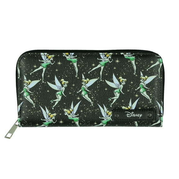 Disney Tinker Bell Wallet Women's Pixie Dust Faux Leather Zip Around Wallet