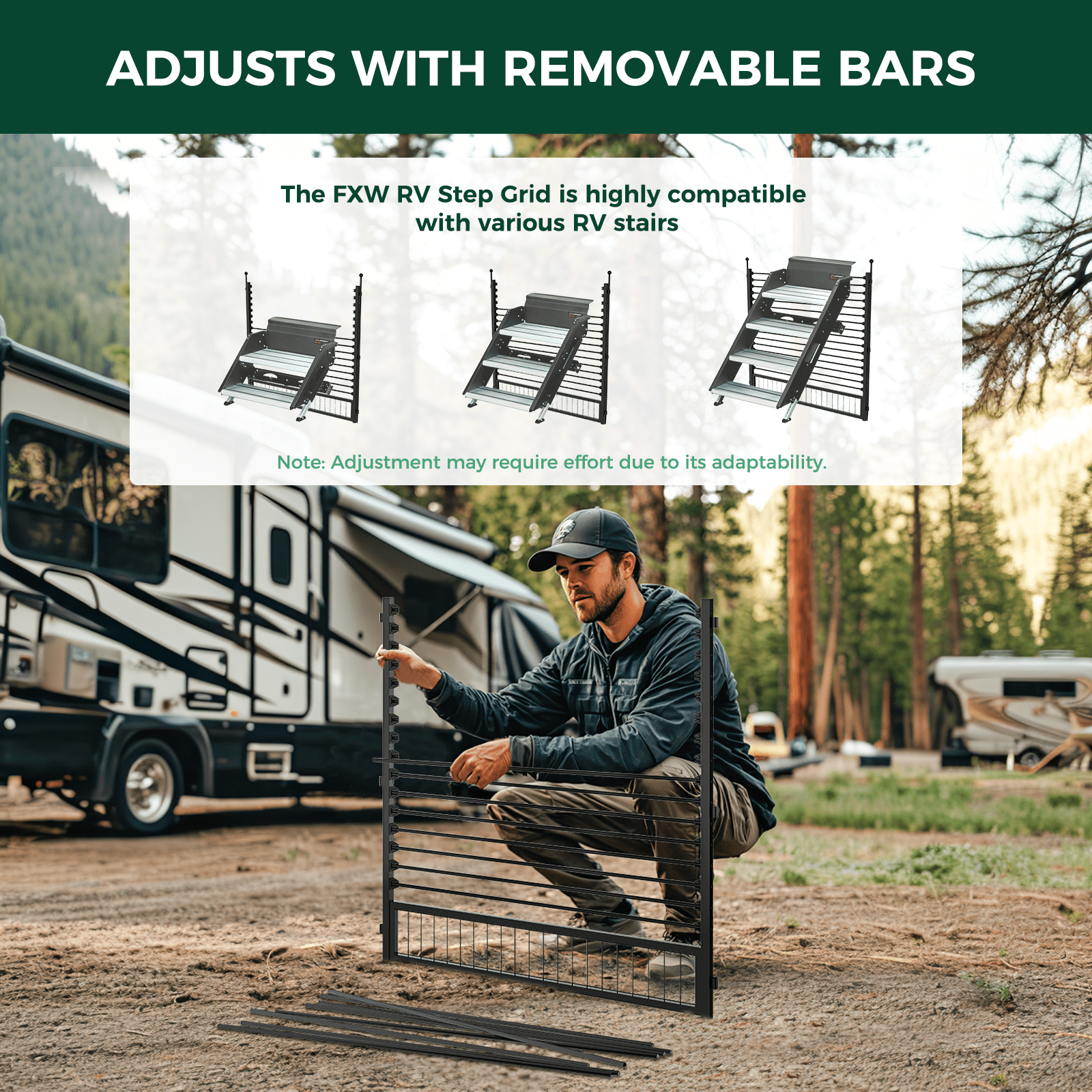 FXW RV Step Grid (Playpen Not Included) - Dog Barrier for RV Stairs, Compatible 32” H Playpen│Patent Pending