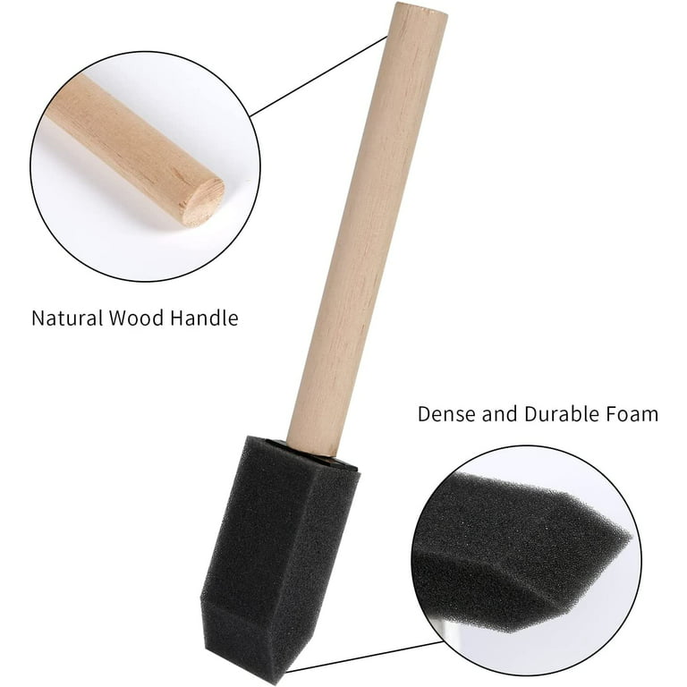 Poly Foam Paint Brushes 50 Pack, Sponge Paint Brushes, Mini Foam Brushes 1  Inch Wood Handle for Painting and Cleaning 