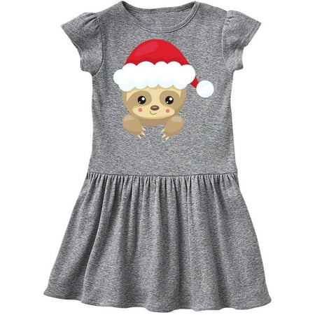 

Inktastic Christmas Sloth Sloth With Santa Hat Cute Sloth Gift Toddler Girl Dress