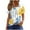 Yellow-44, variant on Women Tops Short Sleeve Summer Square Neck Pleated Relaxed Casual Print T-Shirts,S-3XL