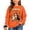 Orange, variant on Venzia Women Cute Fall Sweatshirt, Retro Pumpkin Black Cat Cartoon Graphic Crewneck Casual Autumn Pullover Top