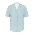thumbnail image 4 of Sweet Home Farm Short Sleeve Shirts for Women Casual Regular Cardigan Top Shirt T Shirts for Women Light Blue, 4 of 9