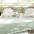 thumbnail image 3 of Queen Comforter Set Botanical Floral Bedding Set White Flowers Leaves Printed on Green Reversible Design Soft Microfiber Comforter with Sheet Set All Season 7 Pieces Bed in a Bag, 3 of 6