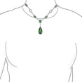 thumbnail image 5 of Green CZ Statement Teardrop Y Necklace Clip On Earrings Jewelry Set For Women Simulated Emerald Silver Plated Brass, 5 of 6
