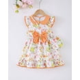 thumbnail image 3 of 3T Baby Girls Dress 4T Girls Sleeveless Dress Doll-collar Toddler Girls Summer Floral Dress with Cute Bag Orange, 3 of 10