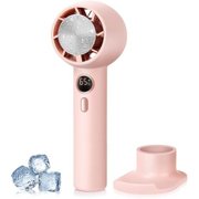 Portable Handheld Turbo Fan With Ice Cooling 5000mAh, 2 in 1 Hand Fan, Pocket Mini Desk Fan USB Rechargeable for Home Office Travel Outdoor, Gifts for Women Pink