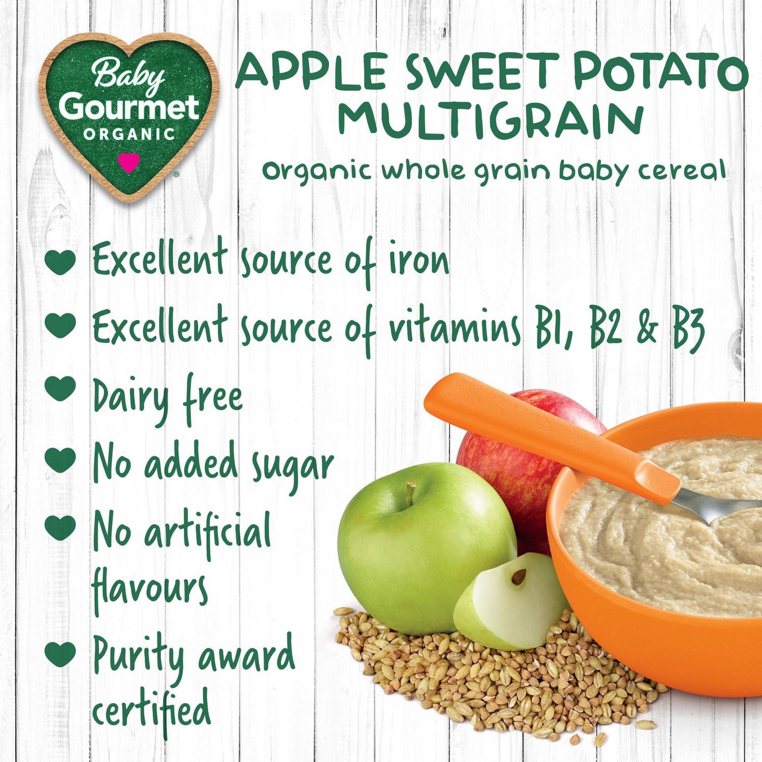 Céréales biologiques Baby Gourmet Pomme Patate douce Multigrains