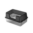 thumbnail image 2 of Caja de arena de acero inoxidable, lavabo de limpieza para gatos semicerrado, bandeja de arena para gatos portátil, orinal abierto para gatitos, bande 50cmx35cmx28cm negro, 2 of 8