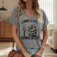 thumbnail image 2 of Tops for Women Vintage Western Cowgirl Graphic Printed Short Sleeved Tee Shirts Summer Casual V-Neck Loose Fit Pullover Blouses, 2 of 4