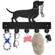 thumbnail image 1 of Perchero de pared de madera con forma de perro, 11,8 x 8 pulgadas, con 5 ganchos de aleación, para colgar la correa del perro y decorar la pared., 1 of 9