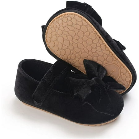 Baby Girl Mary Jane Flats Shoes Non Slip Soft Sole Infant Toddler First Walker Wedding Princess Dress Crib Shoes