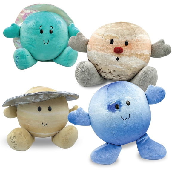 Celestial Buddies Gas and Ice Giants Set - Neptune, Saturn, Uranus and Jupiter Buddy Stuffed Planet Plush Solar System Toy - Educational Science & Space Learning, Soft & Cuddly, Ages 0