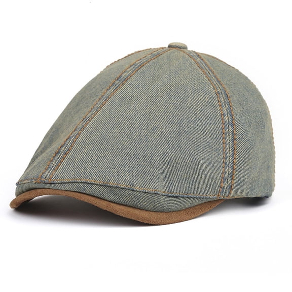 Xfvqtps Men Women Newsboy Hat Flat Cap Vintage Washed Denim Adjustable Ivy Gatsby Beret Duckbill Hat Driving Hunting Cap