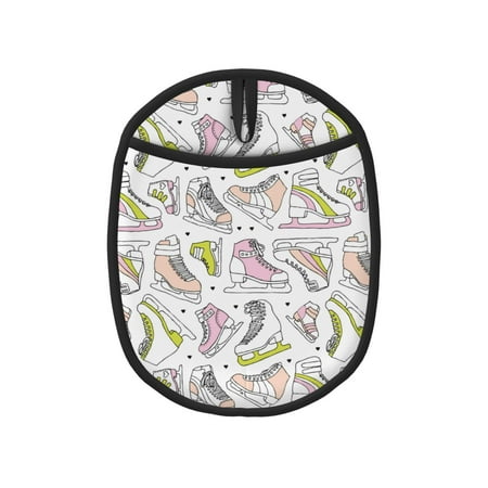 

Pofeuu Pink skates Print Silicone Pot Mat Mitten With Hanging Loop Heat Resistant Oven Mitts Non-Slip Bbq Baking Smoking Potholders