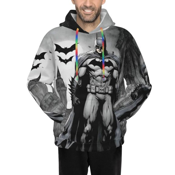 Batman Men's Hoodie Novelty Pattern Adult Hooded Sweatshirts Casual Unisex Pullover for Women Youth