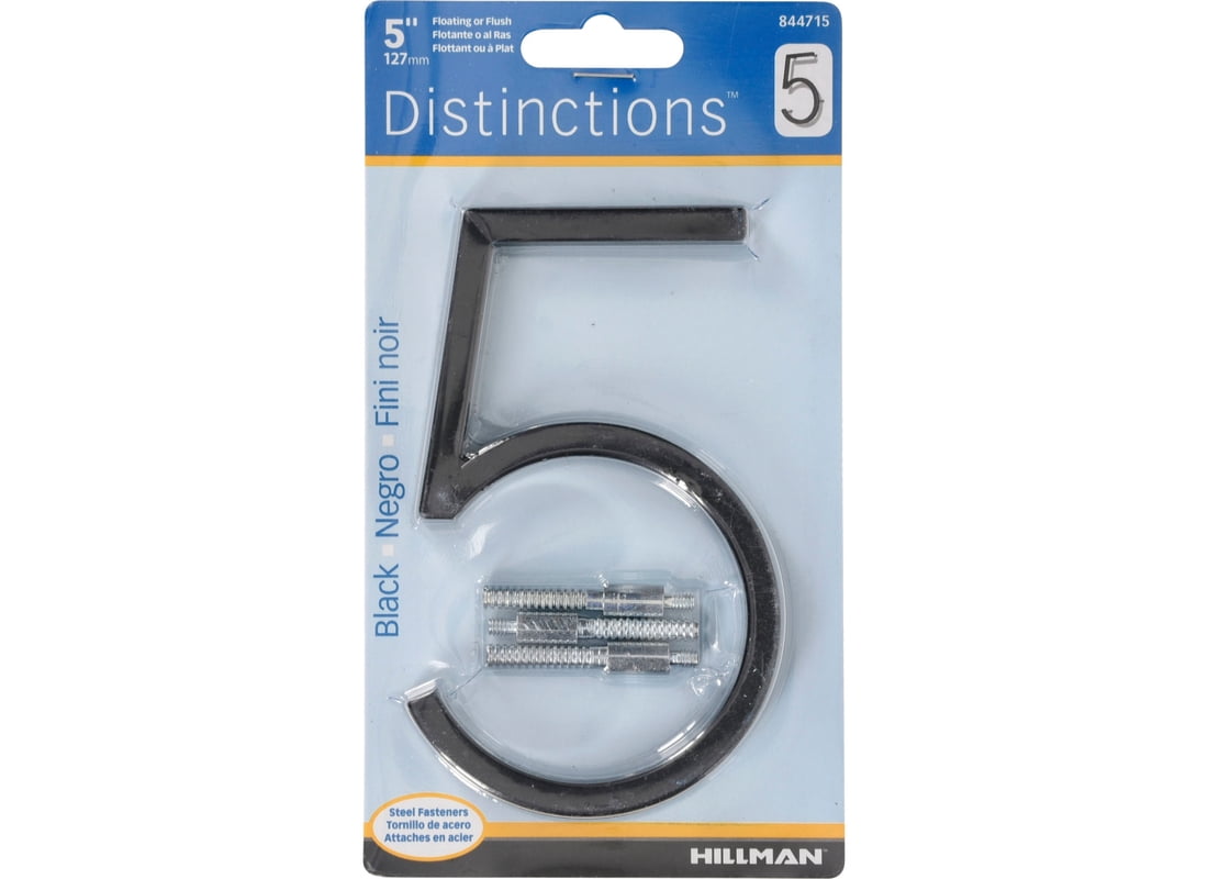 Hillman 5028370 5 in. Black Metal Number 5 Screw-On - Pack of 3