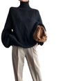 thumbnail image 3 of Suéter de cuello alto estilo perezoso, suéter de mujer, suéter interior grueso, ropa exterior suelta, invierno, 3 of 5