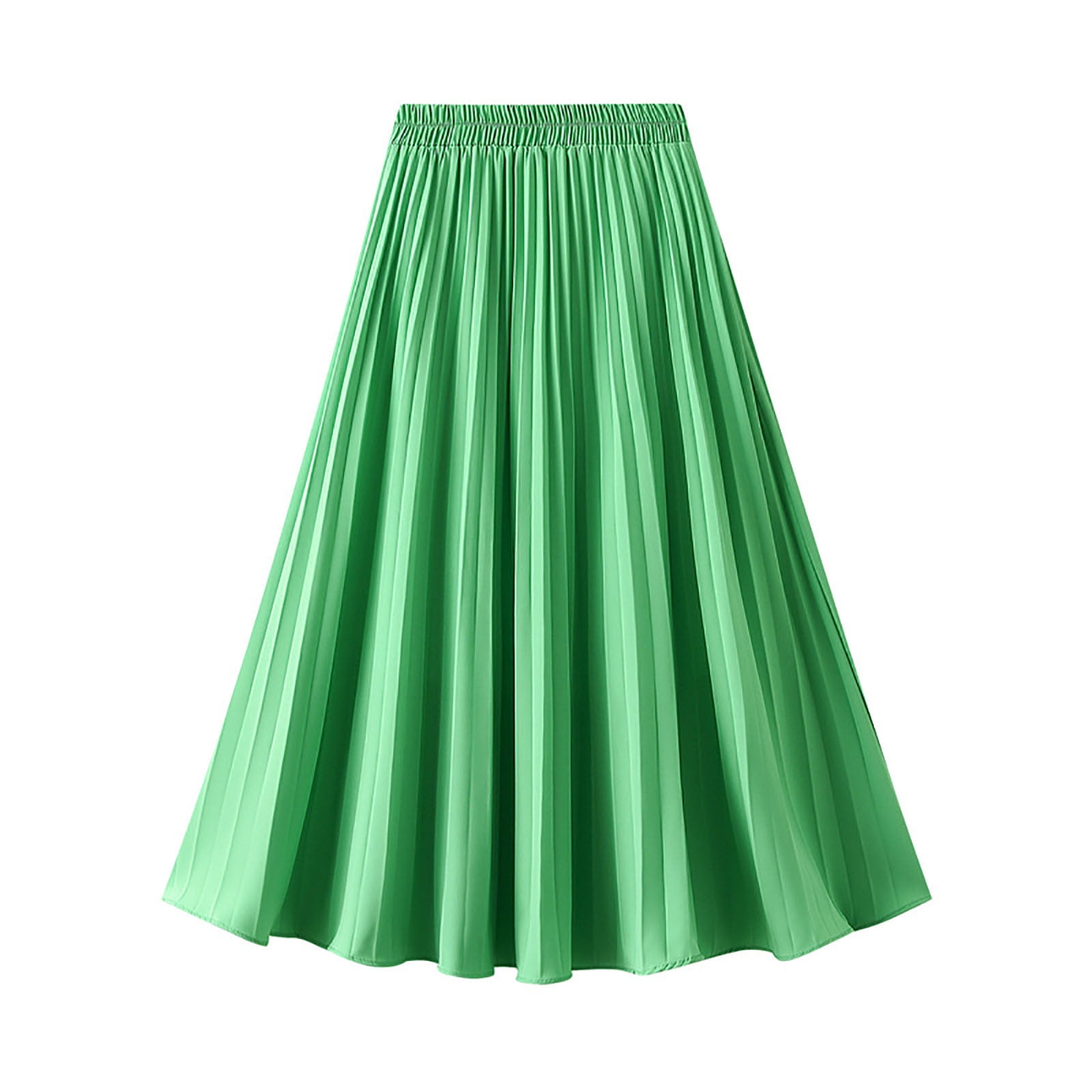 OGLCCG Women's Pleated Midi Skirt Elegant Elastic High Waist Flowy Long ...