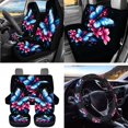 thumbnail image 2 of Uorisanigo Blue Butterfly 15Pcs Car Seat Covers Font Rear Set with Steering Wheel Cover,Seatbelt Pads,Car Trash Can,Air Vent Pouch,Rearview Mirror Cover,Car Coasters,Interior Accessories Set, 2 of 7