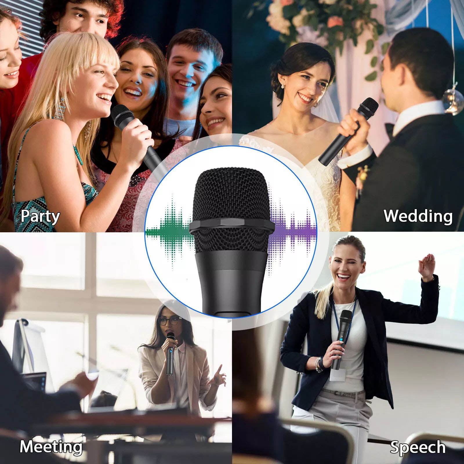 JIAHAOO Wireless Microphone VHF for Karaoke Singing Speech Wide Frequency Range USB Receiver & Adapters